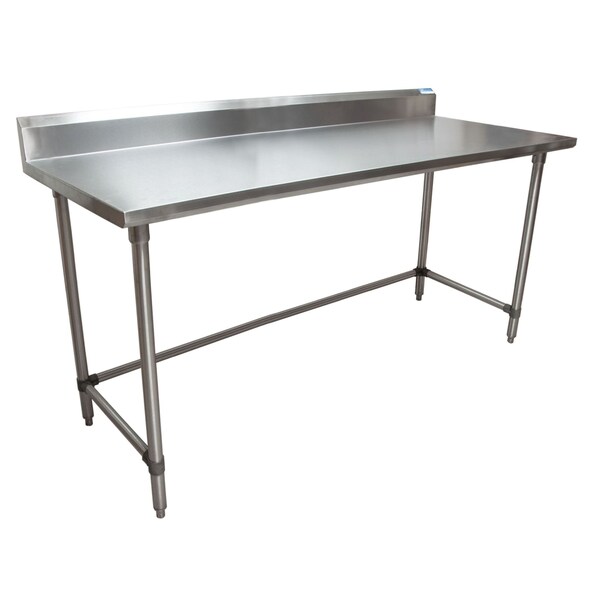 Bk Resources Stainless Steel Work Table With Open Base, 5" Rear Riser 72"Wx30"D VTTR5OB-7230 - main